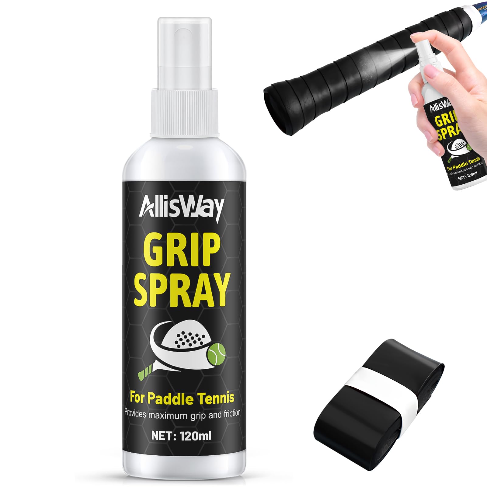Grip Spray, Spray Anideslizante Padel, Grips Padel, Grip Pole Dance, Adecuado para Pala de Padel, Guantes de Portero, Equipamiento de Fitness, Antideslizante y Absorbente de Sudor, 120 ml