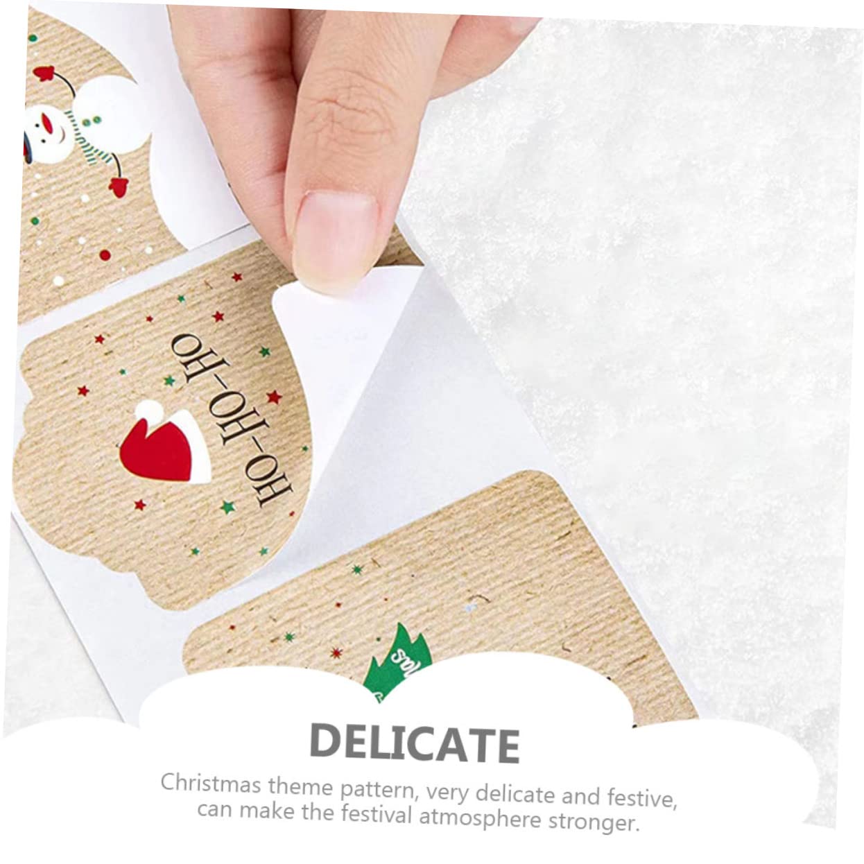 Housoutil 3 Adesivi Natale Carta Kraft Autoadesivi Rettangolari per Regali e Decorazioni Festive Etichette Natalizie Self Adhesive per Biglietti e Confezioni