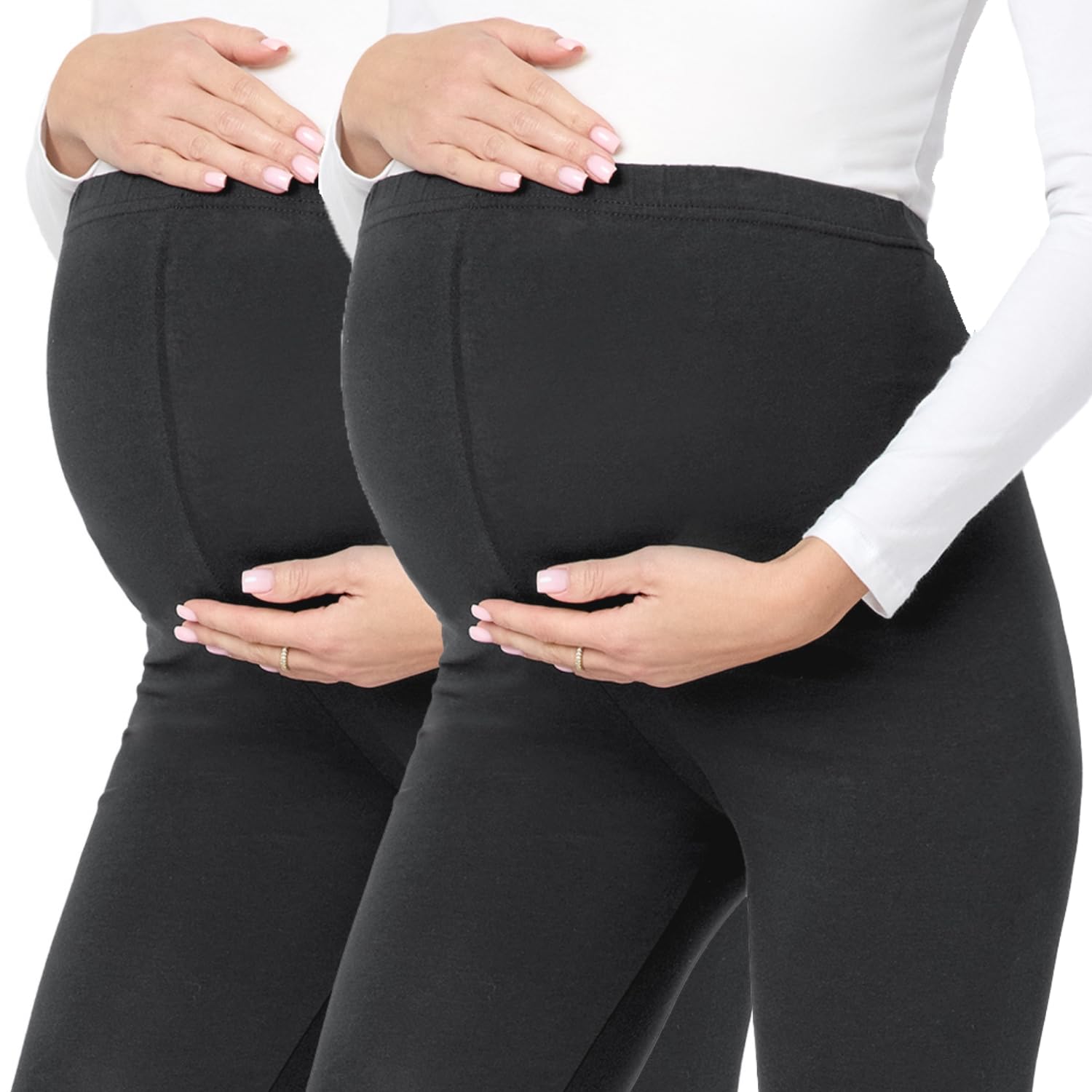 Be Mammy Leggins Premamá 3/4 2 Pack BE20-229 | Pack de 2 mallas capri premamá suaves, elásticas y cómodas para embarazo
