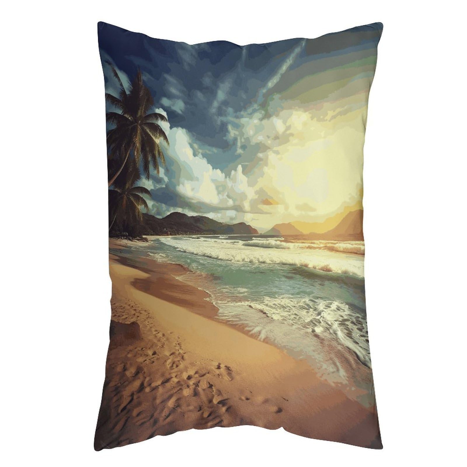 LDGSUPH Sunset on The Beach Pillow Cases Soft Pillowcase with Invisible Zipper Wrinkle Resistant Pillow Covers Breathable Removable Pillow Protector for Bed Sofa Car 16 "x24