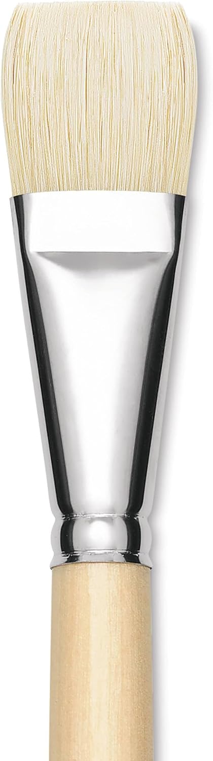 Utrecht Rhenish Pure Hog Bristle Brush - Bright, Size 14, Long Handle