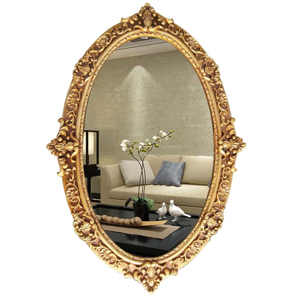 HOME DECO FACTORY - HD0110 Miroirs Décoratifs Ovales Dorés - Lot de 4 - Élégants et Polyvalents - pour Salon, Chambre ou Salle de Bain - 30x40 cm - Couleur Or