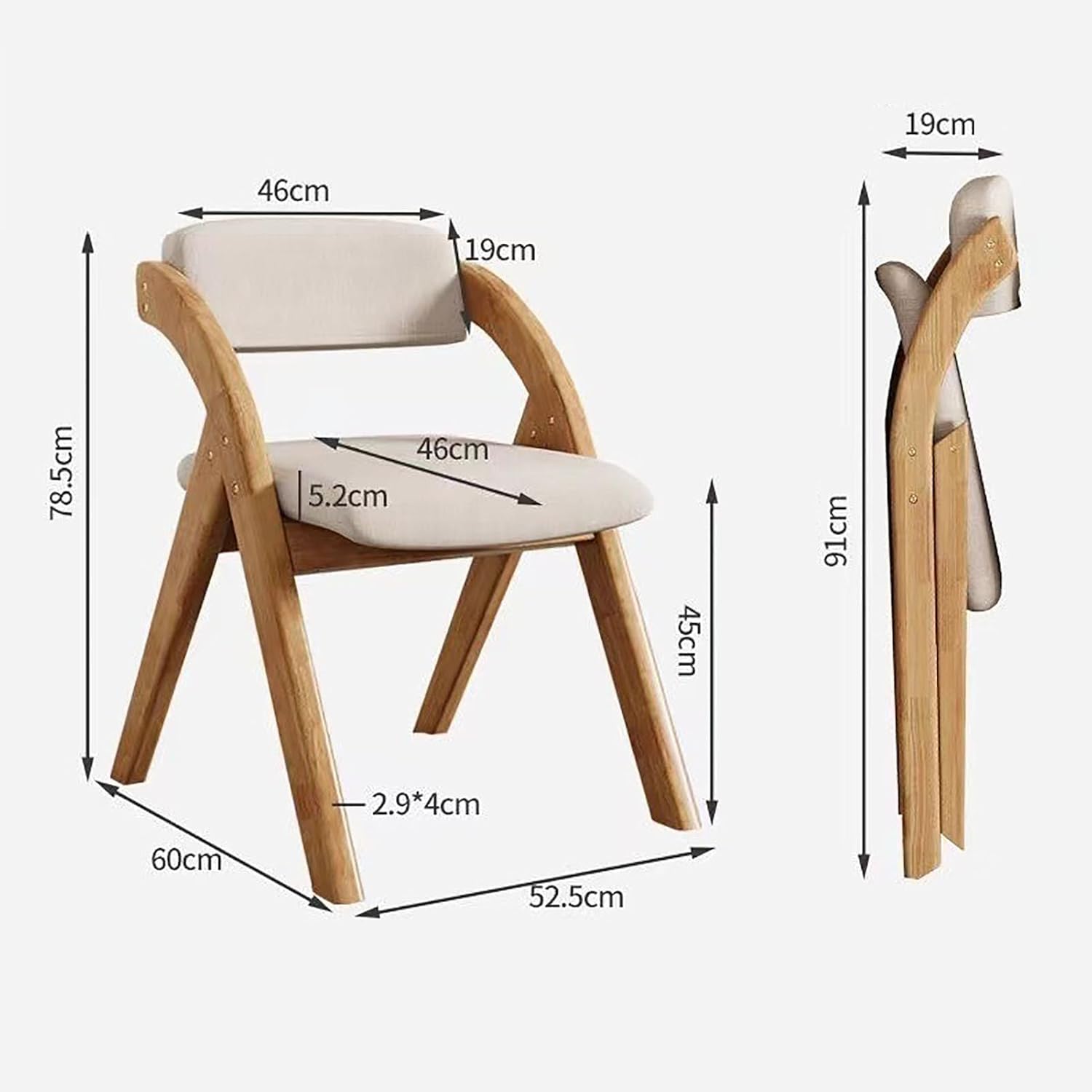 Stackable Folding Dining Chairs,Portable Folding Chairs with Padded Seats Wood Legs Event Chair for Events Office Kitchen,J,53x60x79cm(21x24x31inch)