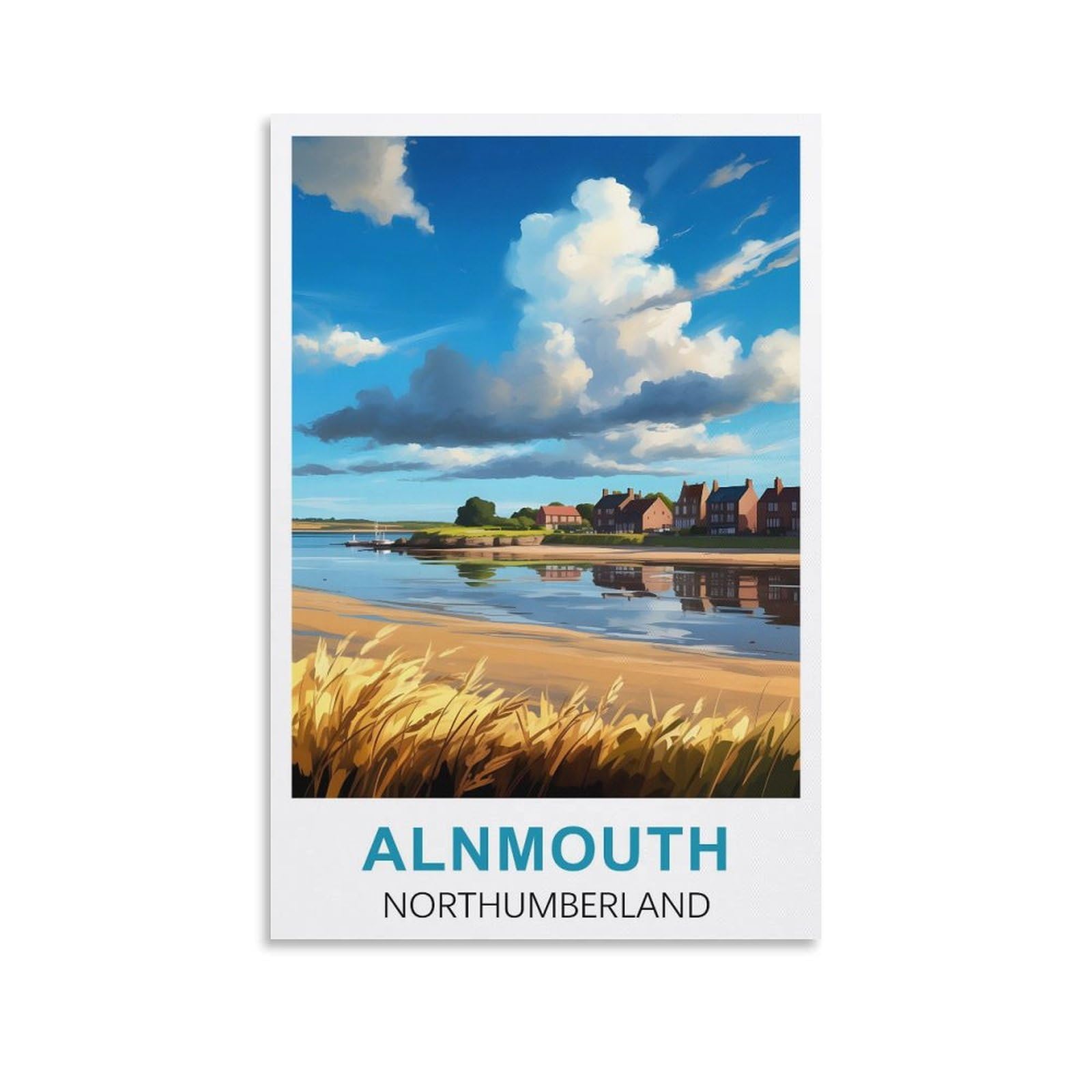 EZMLFA 5D Diamond Painting Kits for Adults,Alnmouth Northumberland Diamond Art Kits for Beginners,Full Drill Diamonds Gem Art for Home Wall Decor Gift 40x50cm