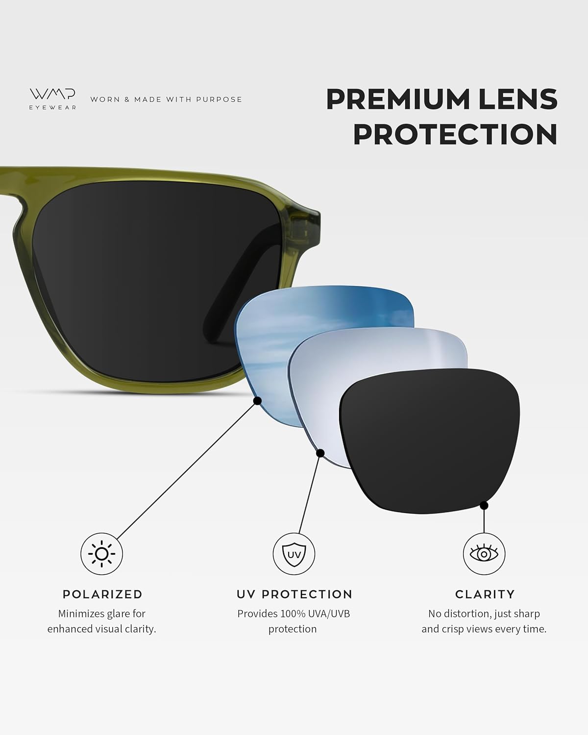 WearMe Pro Polarized Modern Aviator One-Bridge Square Mens Sunglasses - Image 5