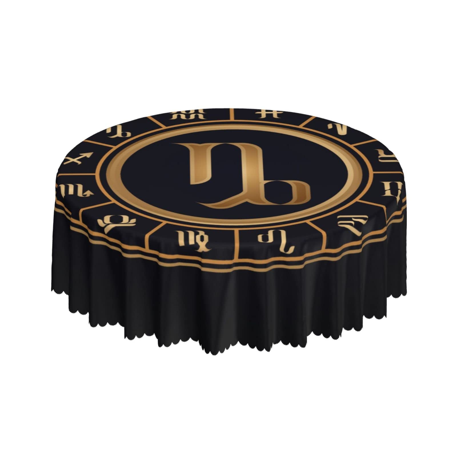 Lsjuee Capricorntwelve Zodiac Round Tablecloth 60 Inch Printed Washable Tablecloth for Dining Party Holiday Fall Home Decorative