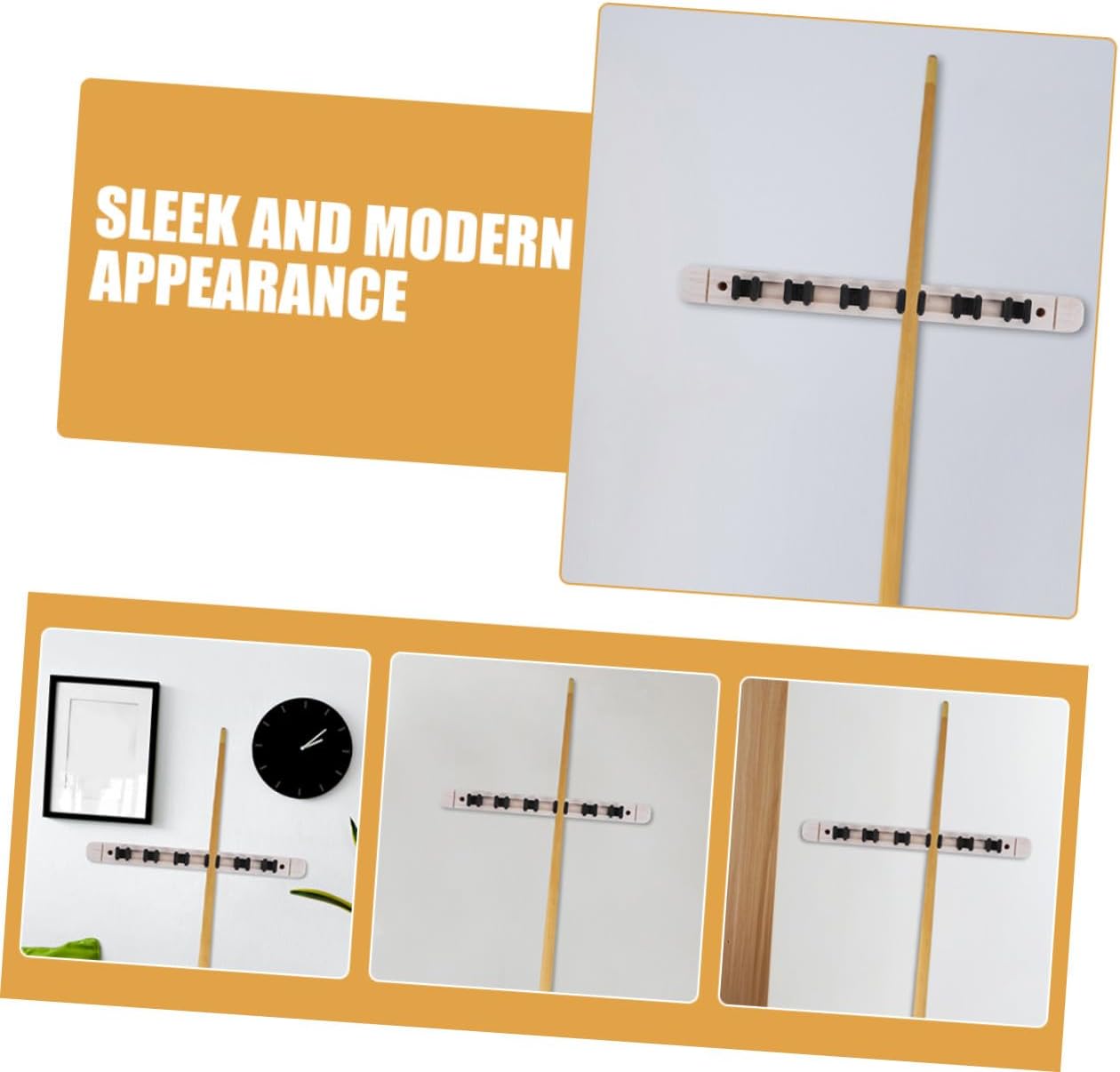 2 Pairs Solid Wood Pool Cue Rack Wall Mounted Billiard Cue Holder 6-hole Storage for Pool Table Accessories