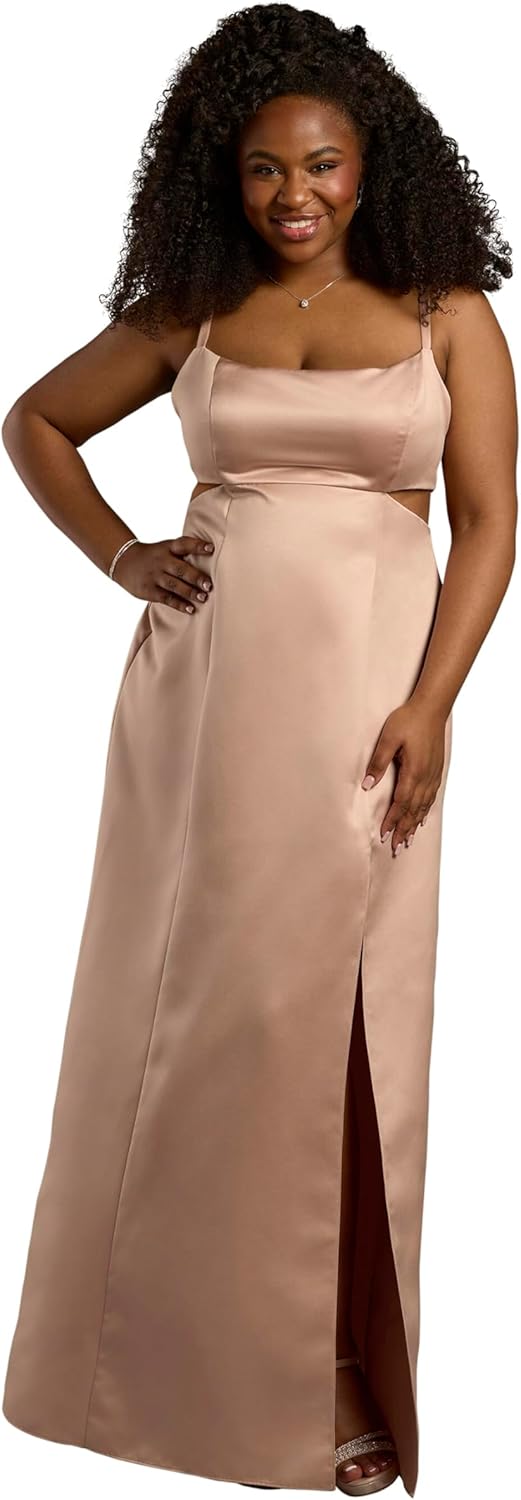 David's Bridal Satin A-Line Dress with Cutouts