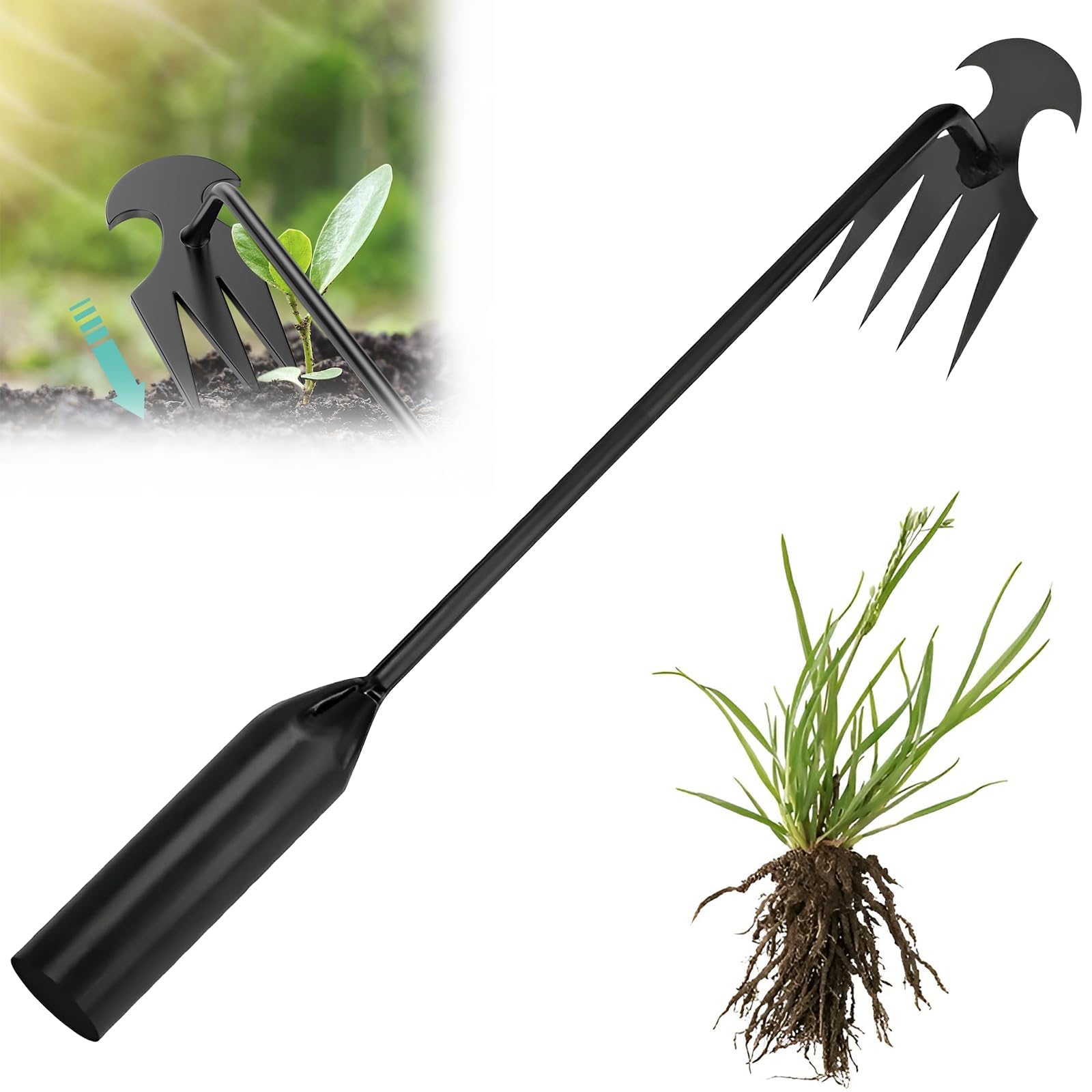 Garden Weed Extractor, Stainless Steel Manual Weeder, Remove Weed Weeds Garden, Manual Weeding Tool, Weeding Rake for Patio, Lawn, Gardening