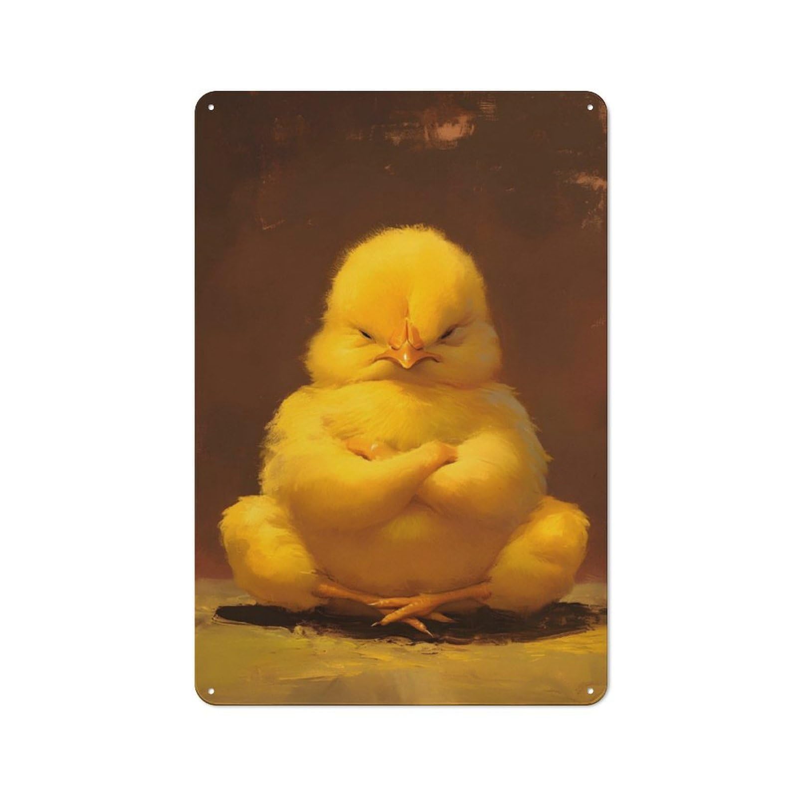 Junmoney Angy Chick In Yoga Printed Metal Sign 30X20cm For Guest Room Or Hallway, Suited To Home Decor Collectors