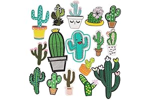 Cactus Plant Patches Embroidered Appliques for Clothes, 15 pcs Sew On/Iron On...