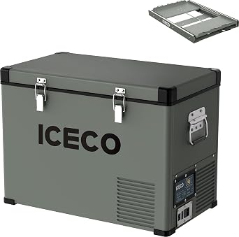 ICECO VL45 12 Volt Refrigerator, 45L Portable Refrigerator with SECOP, 0-50F 12v Car Fridge Freezer, 12/24VDC 110-240VAC, Electric Cooler Portable Freezer for Car, RV, Camping| With Sliding Rail