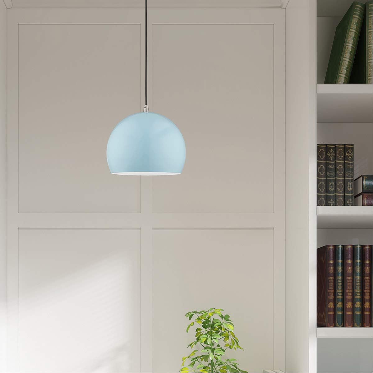 Big Sale Livex Lighting 41181-74 Metal Shade - 10 One Light Mini Pendant, Shiny Baby Blue Finish with Shiny Baby Blue Metal/Shiny White Shade Best Deal 🛒 Livex Lighting 41181-74 Metal Shade - 10 One Light Mini Pendant, Shiny Baby Blue Finish with Shiny Baby Blue Metal/Shiny White Shade