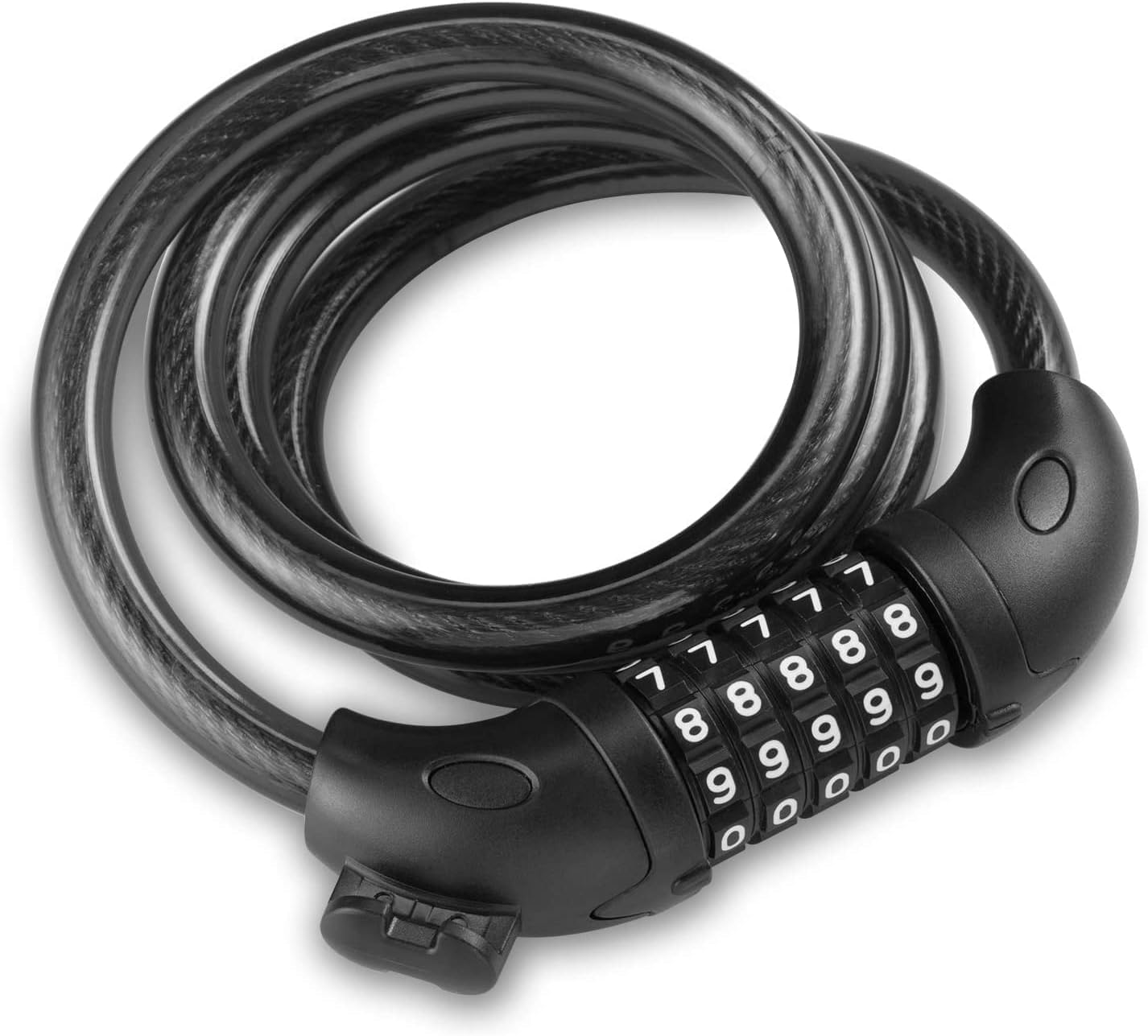 Accurate Black Bike Lock, Bicycle Locker With 5-Digit Resettable Number,1.2M Bicycle Cycle Combination Coiling Cable Thick Lock Lightweight And High Security Outdoors, (5 Digit)