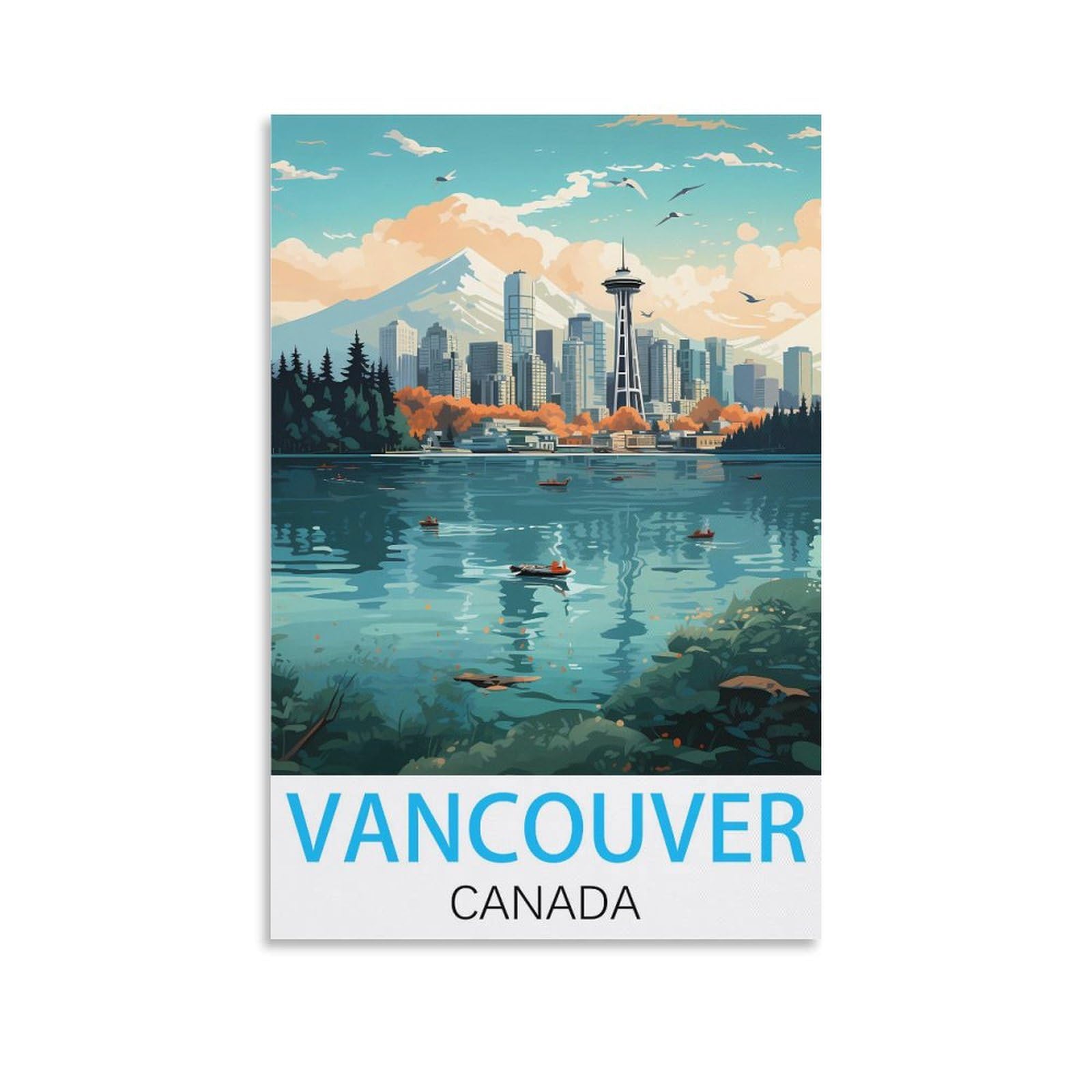 HWJJUII Vancouver Canada Vintage Travel Poster 08x12inch(20x30cm) Canvas Wall Posters And Art Picture Print Modern Family Bedroom Decor Posters