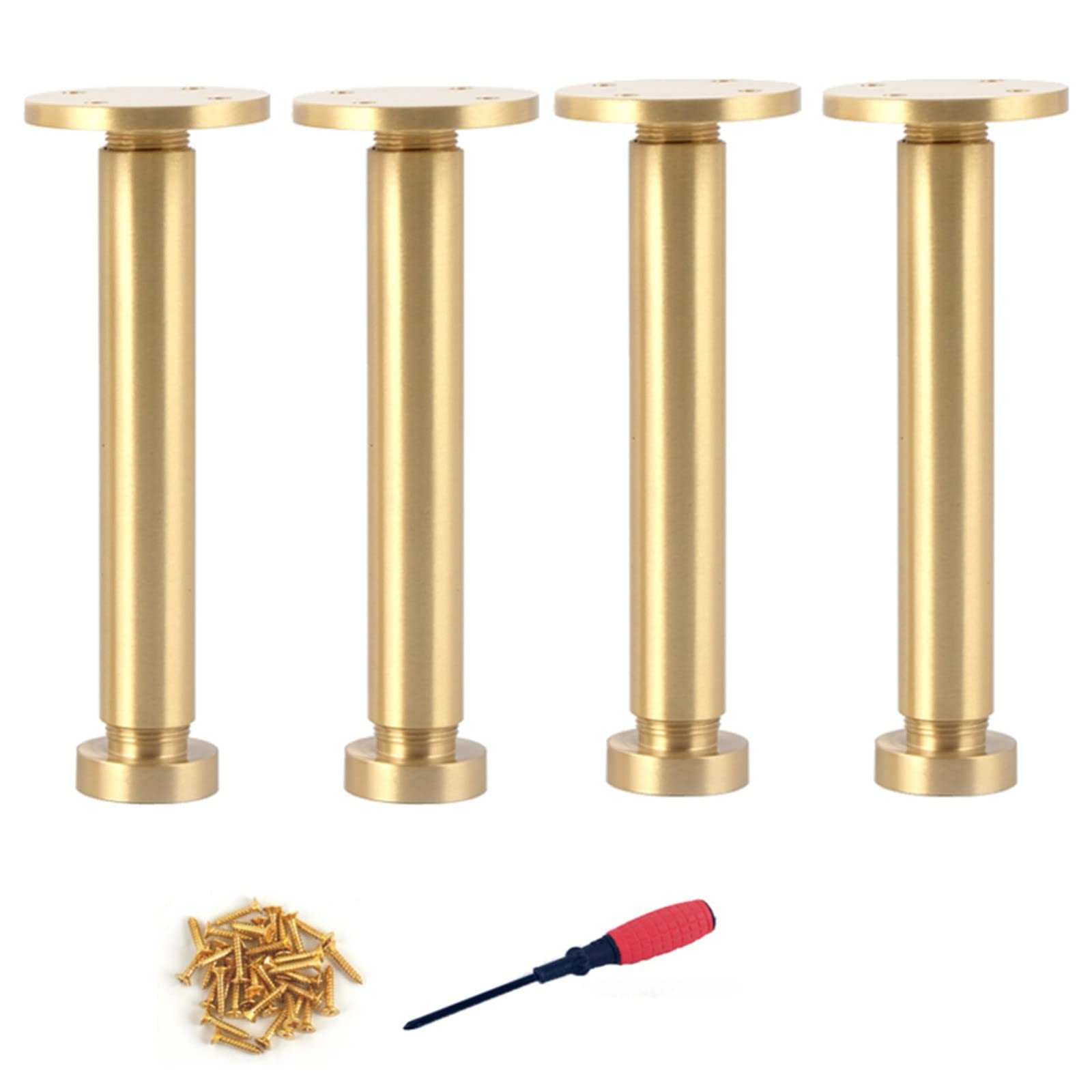 Juego de 4 patas de latón ajustables para muebles de armario, mesa de café, soporte de TV, gabinete de baño, sofá, silla, acabado dorado, 110 mm, kit de accesorios para mejorar el hogar