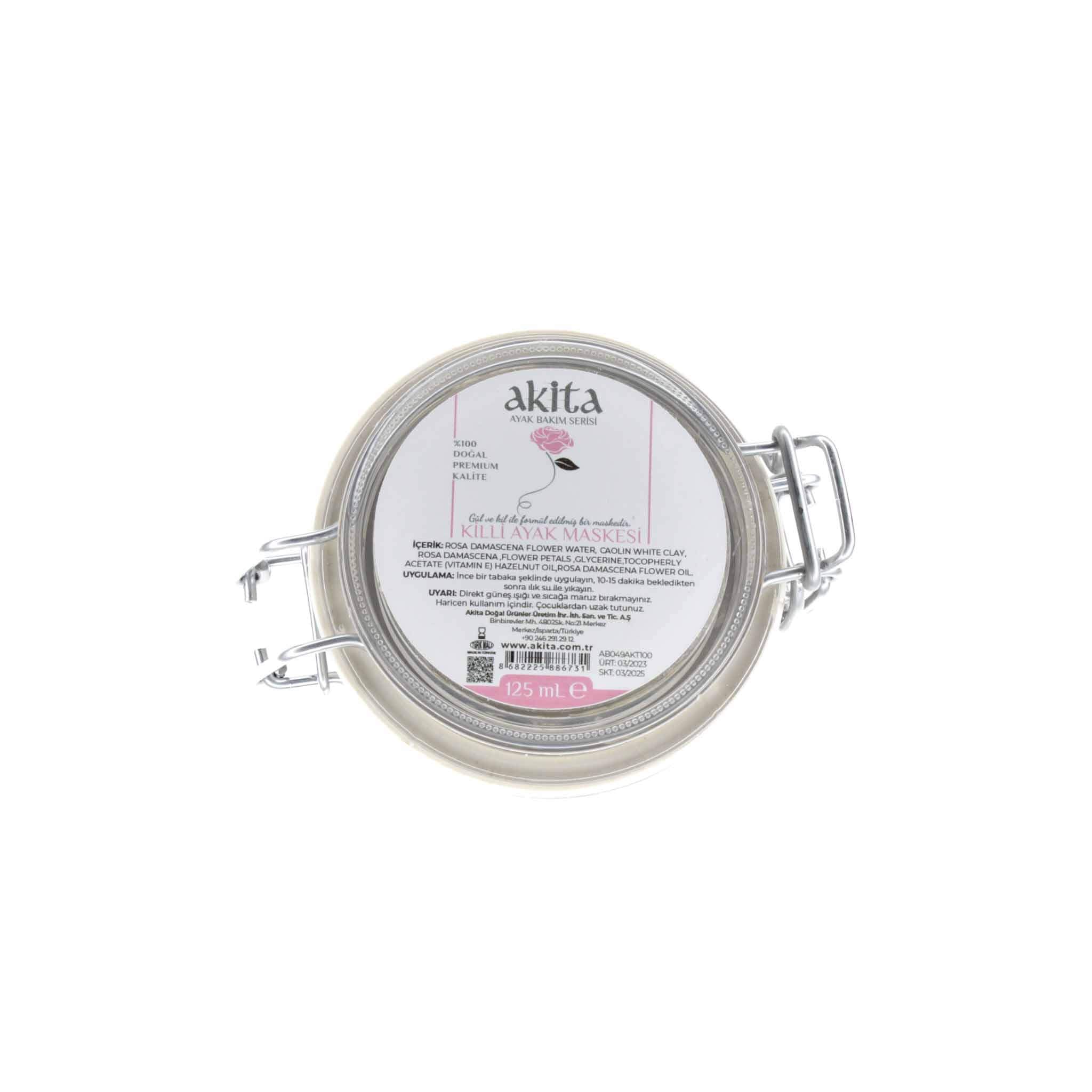 Akita% 100 Doğal Killi Ayak Maskesi Gül 125mL