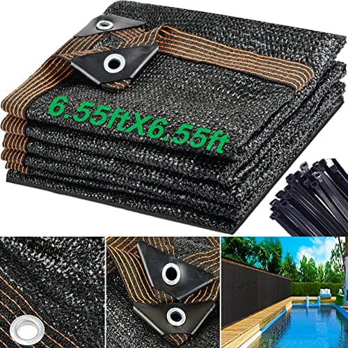 Sun Shade Cloth, Shade Cloth for Plants, Shade Cloth with Grommets, Garden Shade Cloth for Greenhouse Backyard Decor, Sunblock Shade Cloth, Pergola Shade Mesh Cover, Patio Shades Net Outdoor 6.5X6.5FT