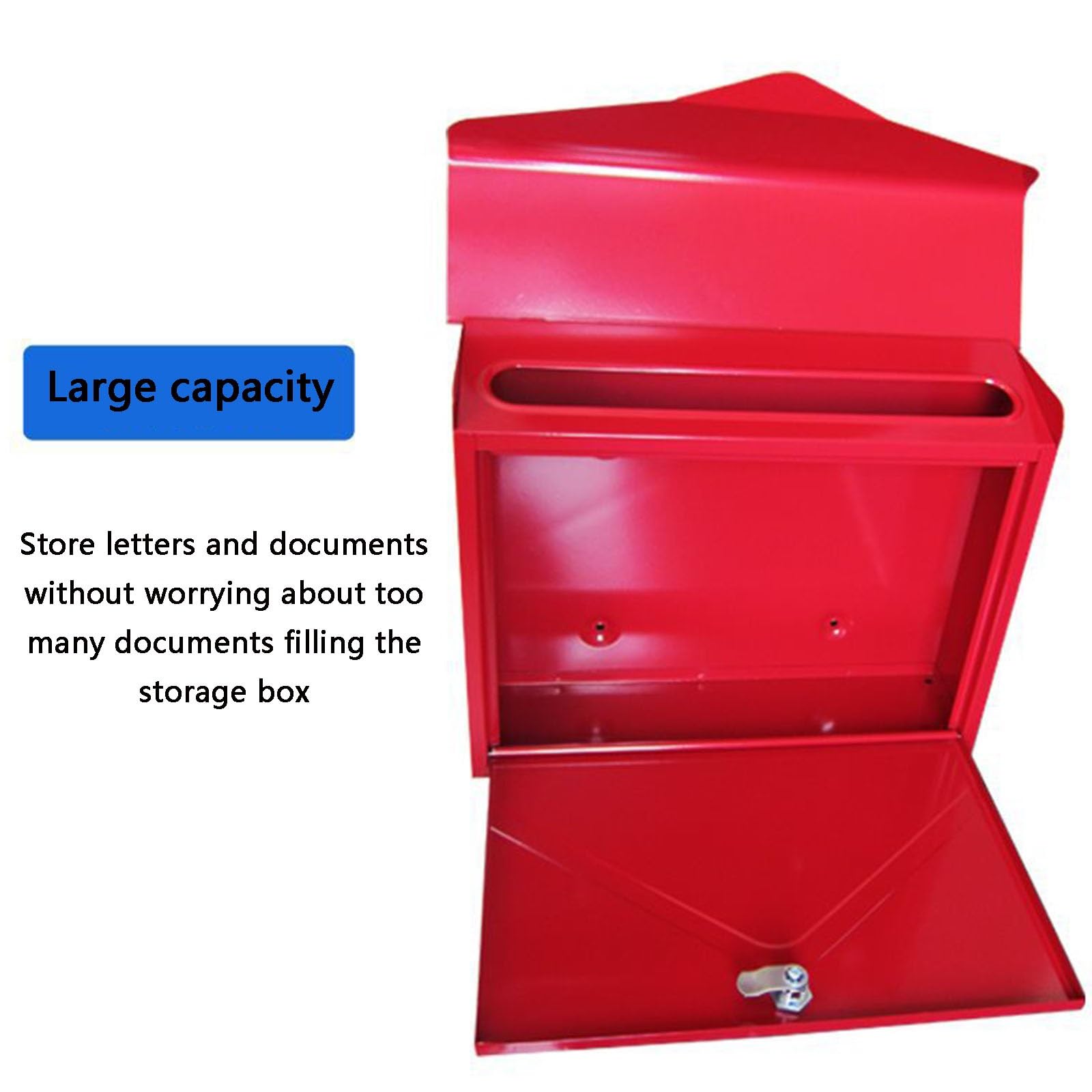 Buzón Grande de Pared para Exteriores con Tapa, Bandeja de Entrada metálica con Cerradura, Ideal para Espacios reducidos, Ideal para viviendas particulares, comunidades y escuelas.