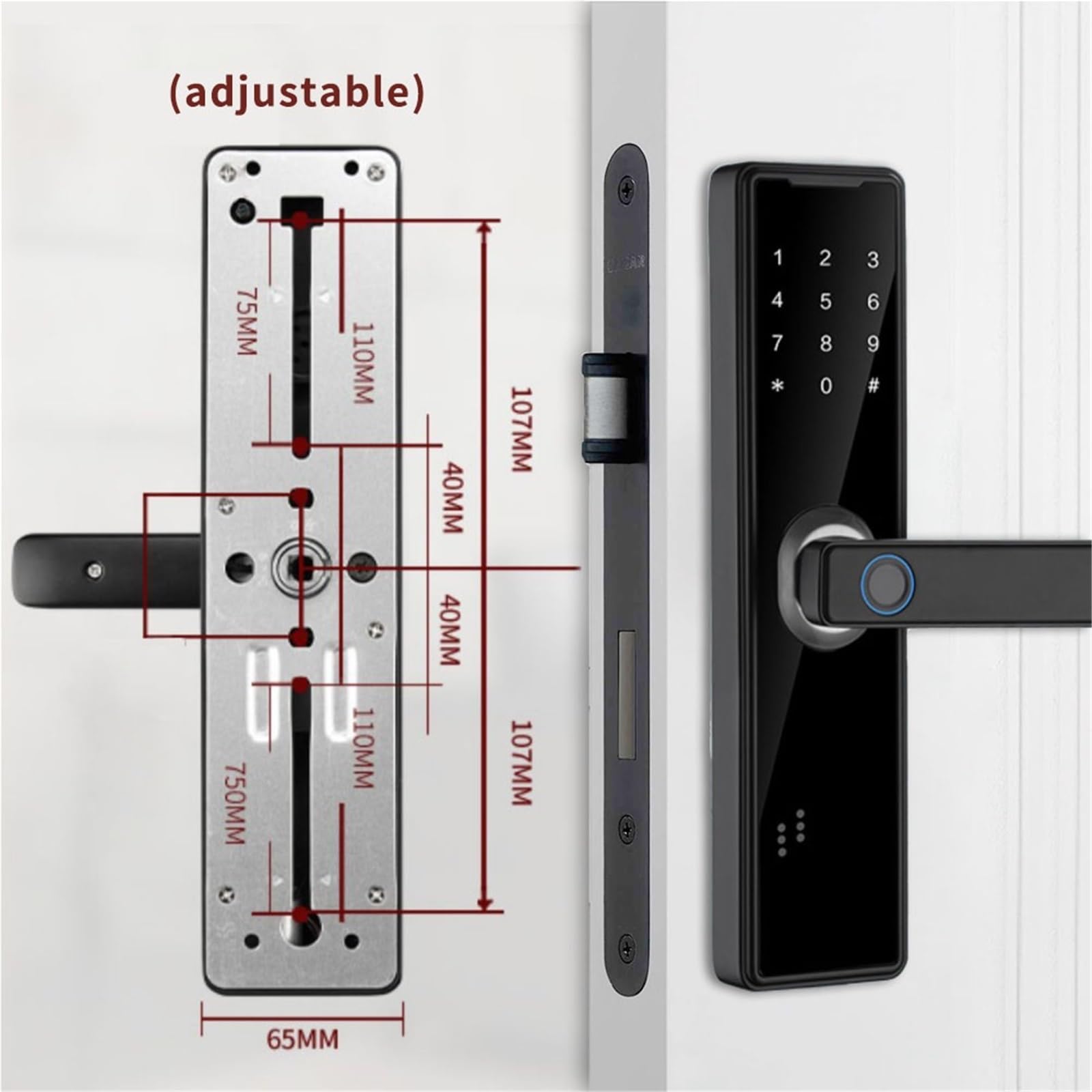 Serrure de porte intelligente biométrique à empreintes digitales, déverrouillage distance, carte sans clé, mot passe, serrure électronique Bureau Commercial(22x240 4085)