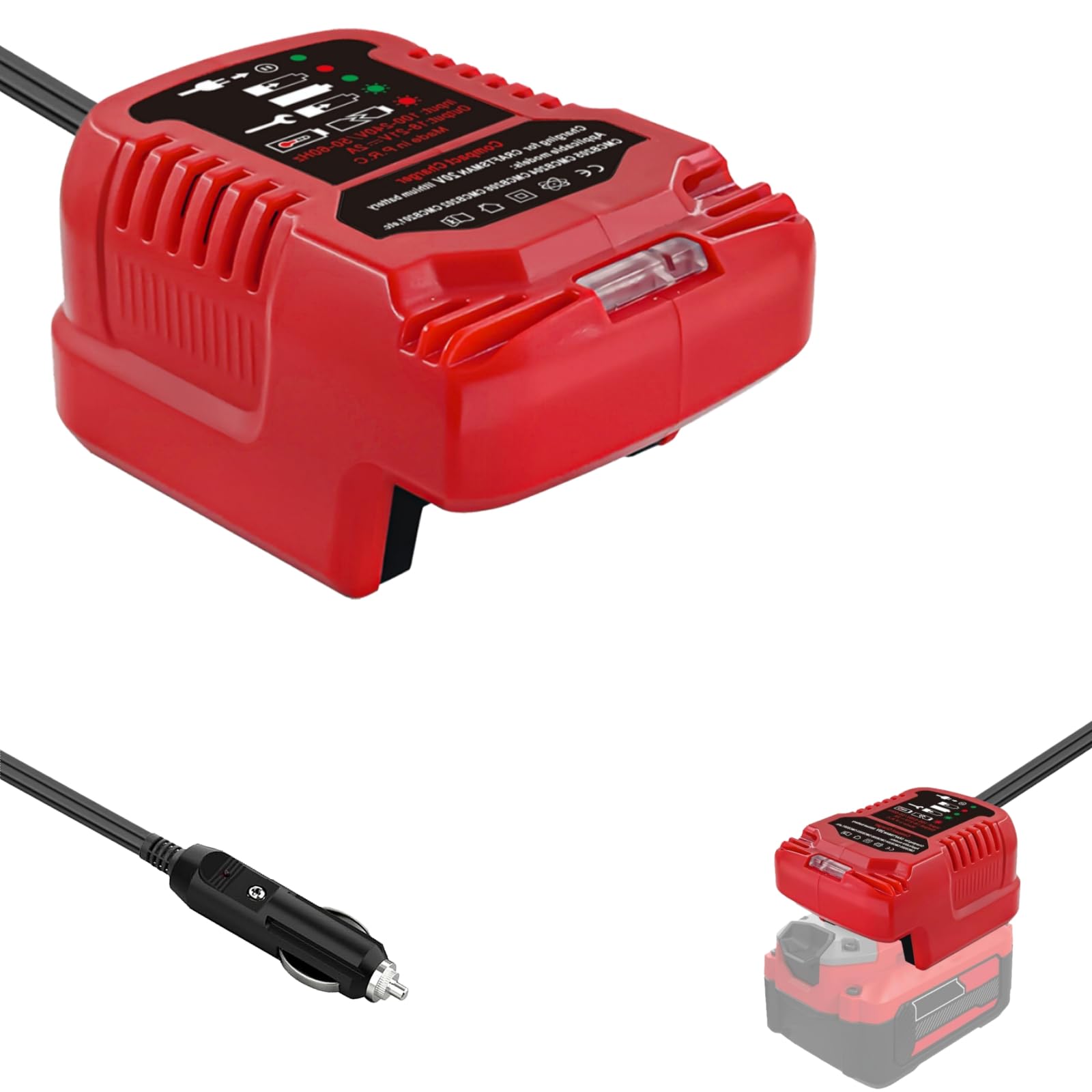 Craftsman 20V Battery Charger Replacement - Compact, Car Use (12V Input)