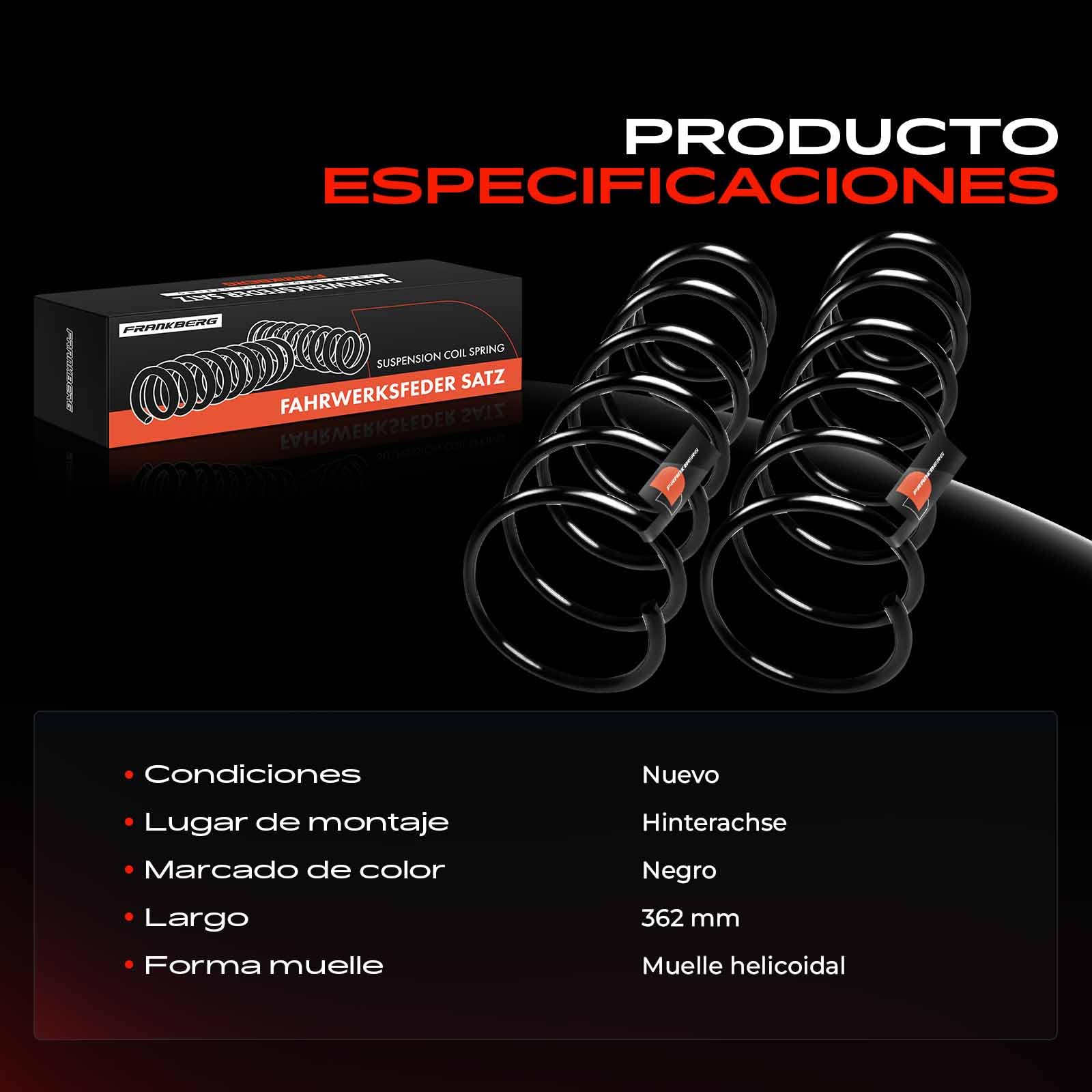 Frankberg 2 muelles de suspensión eje trasero 6834071 | Compatible con: Mondeo I GBP, Mondeo I Sedán GBP