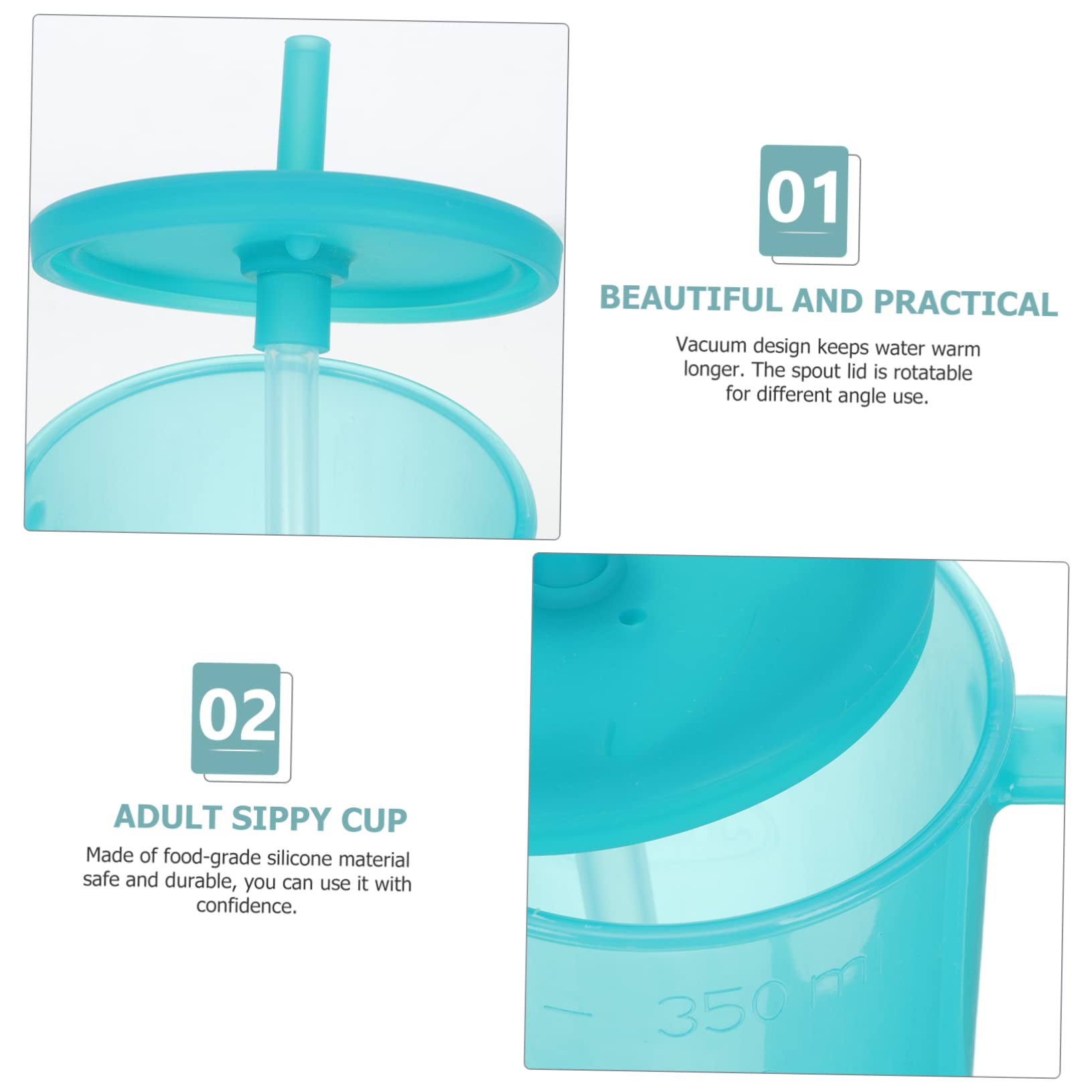 COLLBATH 3 Piezas Vaso de agua antiasfixia vasos discapacitados para adultos alimentación botella infantil humectante plastico productos para pacientes postrados en cama tazas para sorber