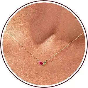 Birthstone Necklace for Women Dainty Gold Necklace with 2 Birthstone Christmas Stocking Stuffers Teen Girl Gifts Trendy Stuff Birthday Gift Moms 2025 Graduation Gift Adjustable Anniversary Jewelry for Daughter Girlfriend Friend