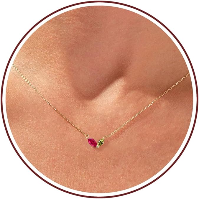 Birthstone Necklace for Women Dainty Gold Necklace with 2 Birthstone Christmas Stocking Stuffers Teen Girl Gifts Trendy Stuff Birthday Gift Moms 2025 Graduation Gift Adjustable Anniversary Jewelry for Daughter Girlfriend Friend
