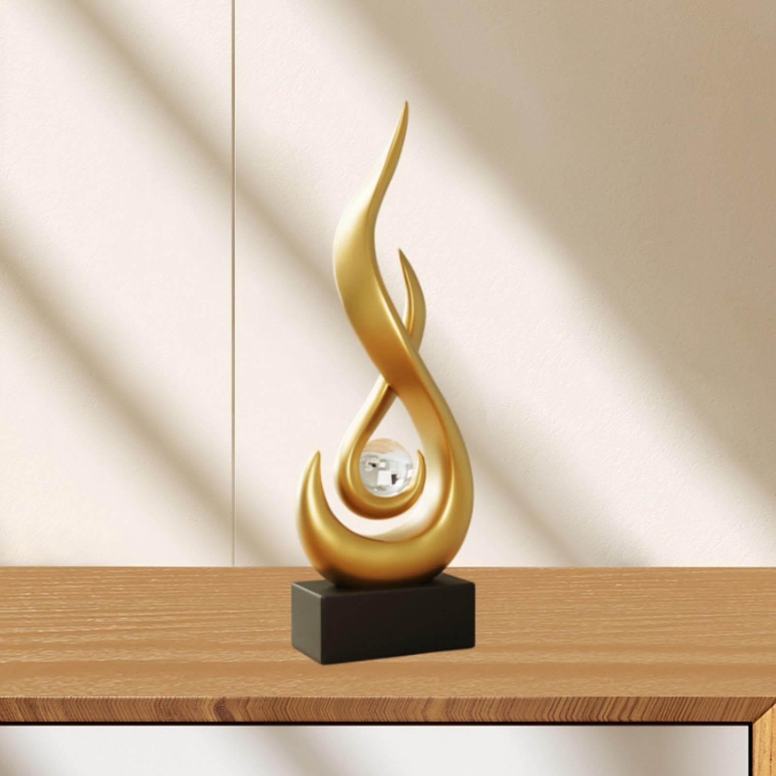 Estatua de Fuego de Resina, Adorno de Mesa, Arte Moderno para Salas de Estar, Oro, Individual