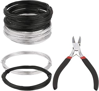 10 Rolls 30 Feet 20 Gauge Flexible Aluminum Wire Black Platinum Bendable Metal Beading Wires for DIY Crafts Jewelry Making, with 1pc Nosed Plier