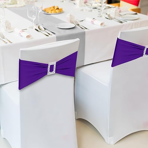 Miniatura 6 de Joccun 60 cintas elásticas de elastano para silla con hebilla deslizante, lazos elásticos universales para sillas para bodas, banquetes, fiestas,