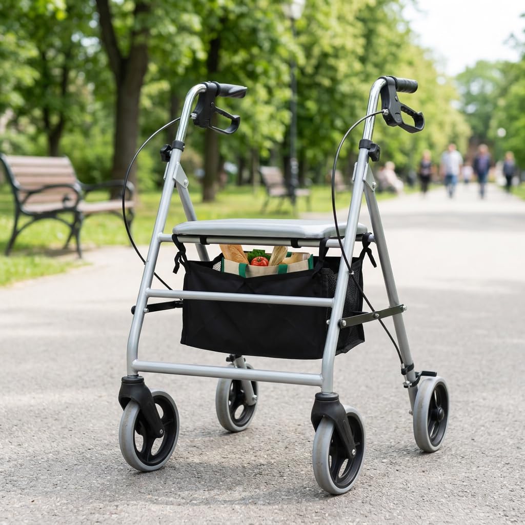 Torba na Wózek Inwalidzki, Ruchoma Konstrukcja, Duża Pojemność, Oddychająca, Czarna