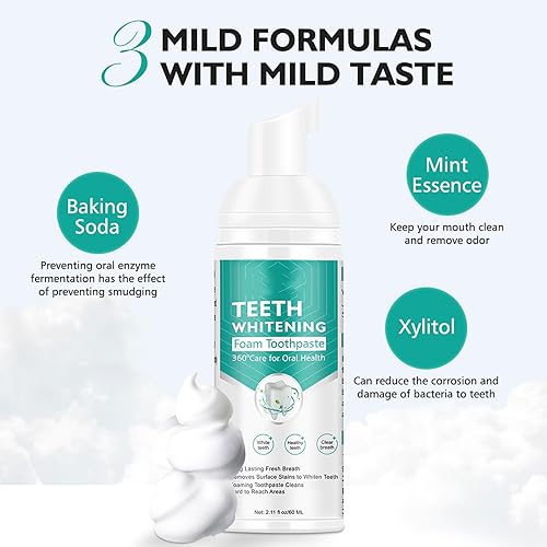 Miniatura 3 de Pasta de dientes de espuma, 2 unidades, pasta de dientes para eliminar manchas para dientes sensibles, blanqueamiento de espuma de dientes,