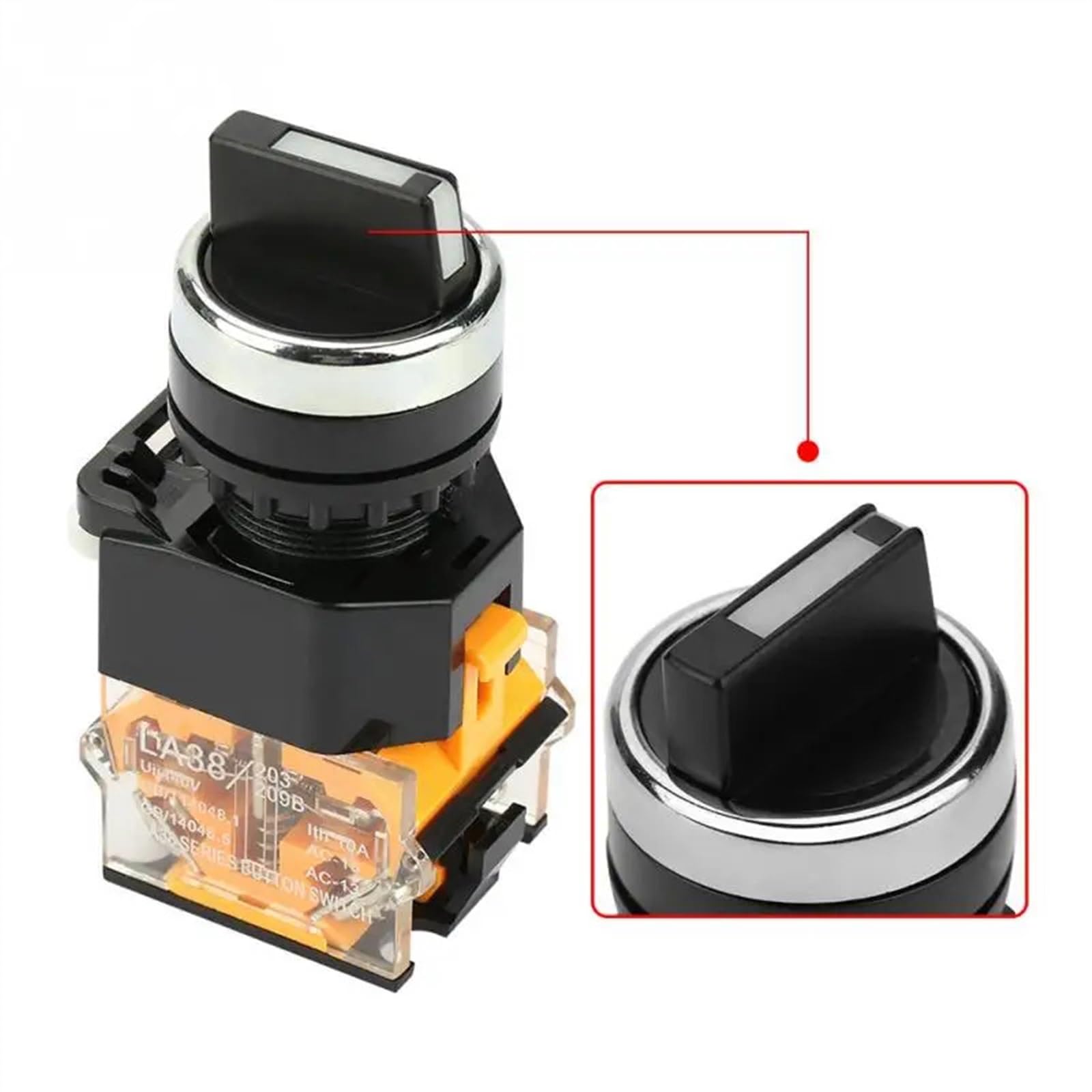 Interruptor momentáneo de 2 posiciones de 22 mm, interruptor selector de reinicio automático LA38-11BX22