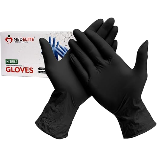 Black Nitrile Gloves Pack of 100 Large