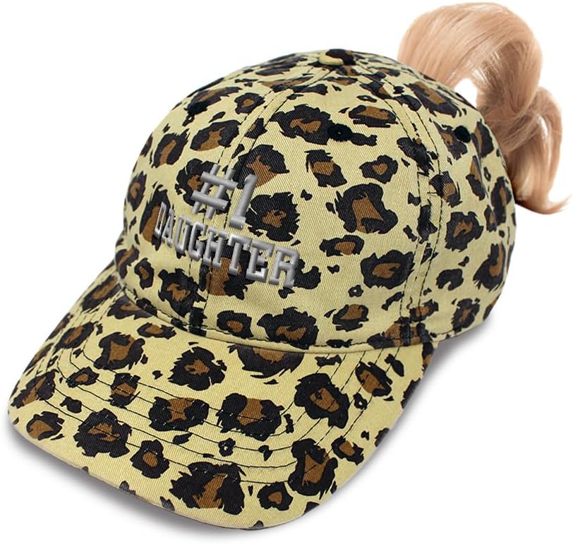 Ponytail Cap Camo Hat Number #1 Daughter Girl Child Sun Hat with Ponytail Hole Bci Cotton