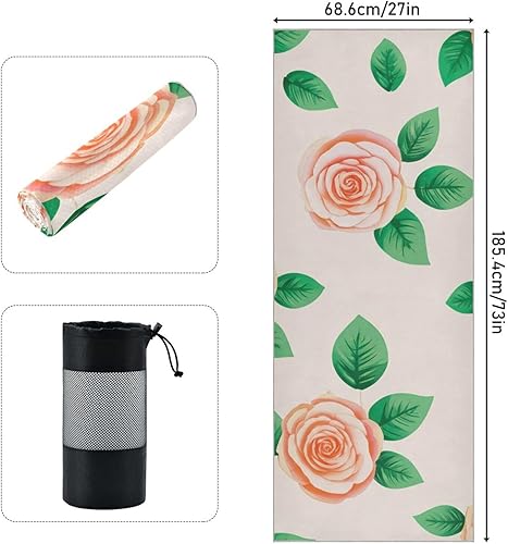 Miniatura 3 de Flower Yoga Towel 73 x 27 Inch Absorbent Non-Slip Yoga Mat Towel for Gym Pilates Hot Workouts