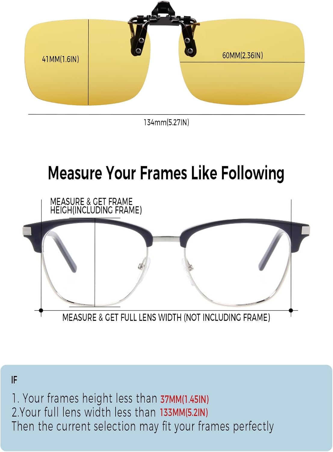 Clip On Night Driving Glasses Flip up Polarized Anti Glare Night Vision Glasses for Wearing Over Prescription Glasses - Image 6