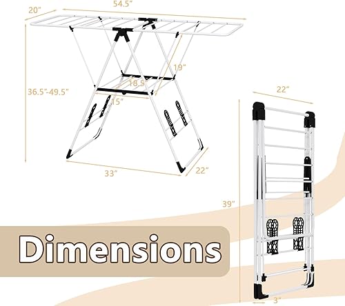 Vista 5 de Tangkula tendedero para secar ropa, rejilla plegable para ropa