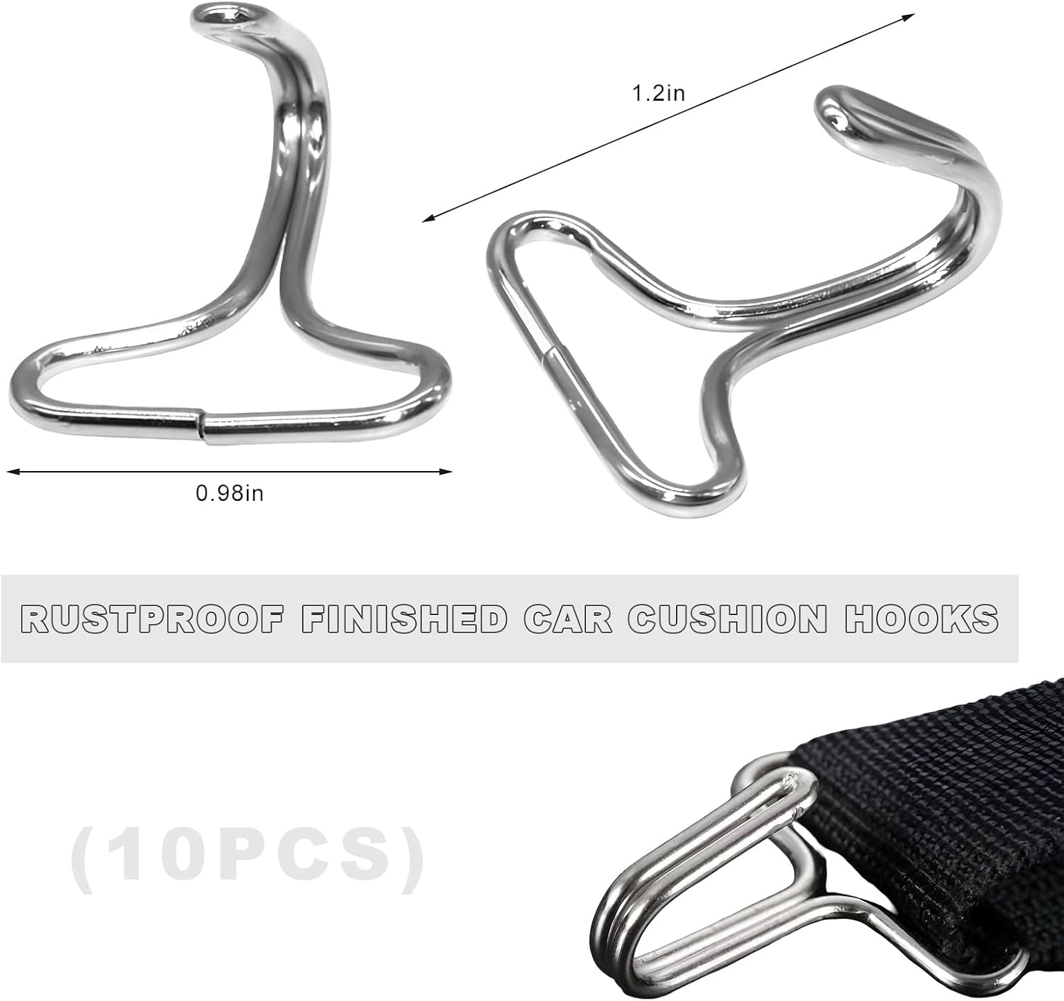 10 PCS Car Seat Cover Hooks, Metal Seat Cushion Locking Clip Headrest Cover Fixing Hanger Fastener, Vehicle Seats Mat Pad Hanger Hook Installation Replacement for Most Cars SUVs
