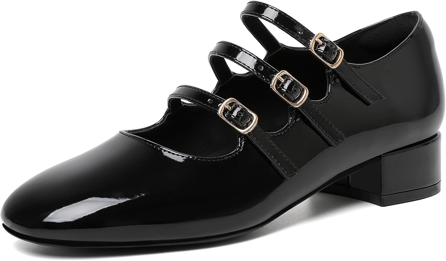 Mostrin Mary Jane Shoes Women Round Toe Dress Shoes for Women Chunky Low Heels Adjustable Buckle Strap Pumps for Work Office Wedding Party