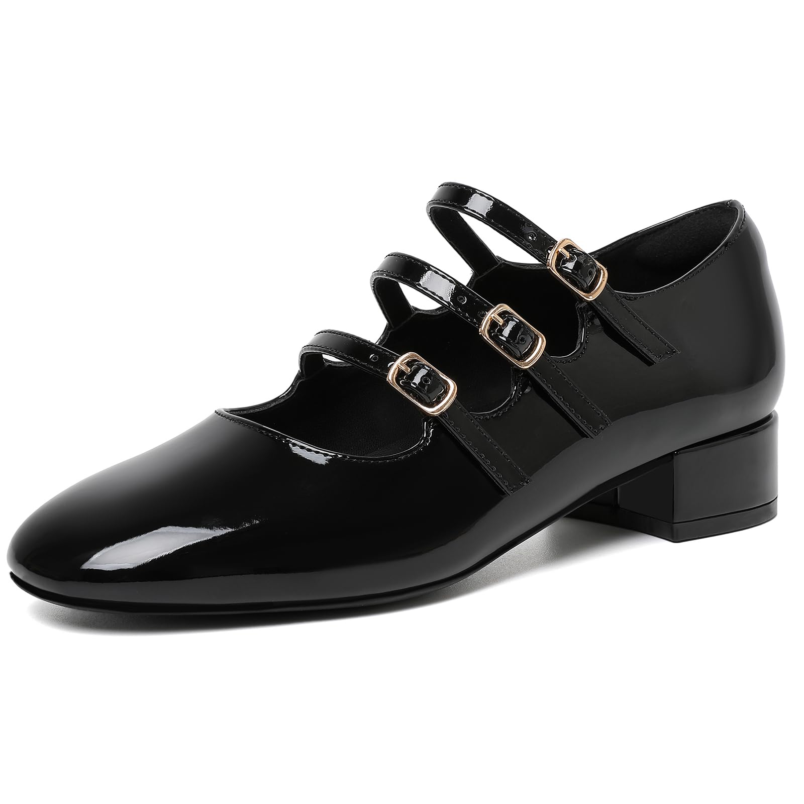 Mary Jane Shoes Women Round Toe Dress Shoes for Women Chunky Low Heels Adjustable Buckle Strap Pumps for Work Office Wedding Party-image-0