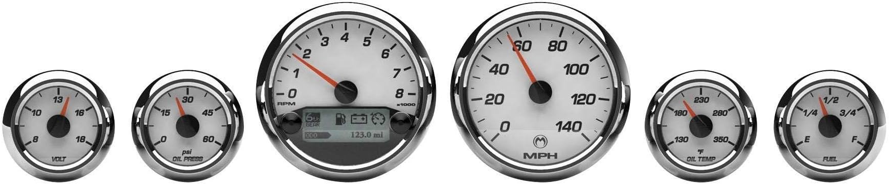 Medallion Premium Bagger Racing White Gauges for 2004-2013 FLH, FLT models - One Size