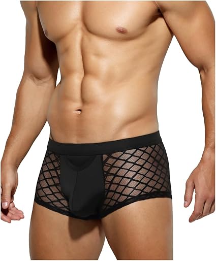 Casey Kevin Mens Underwear Sexy See Through Lace Boxer Briefs Mesh Trunks Casey Kevin Men