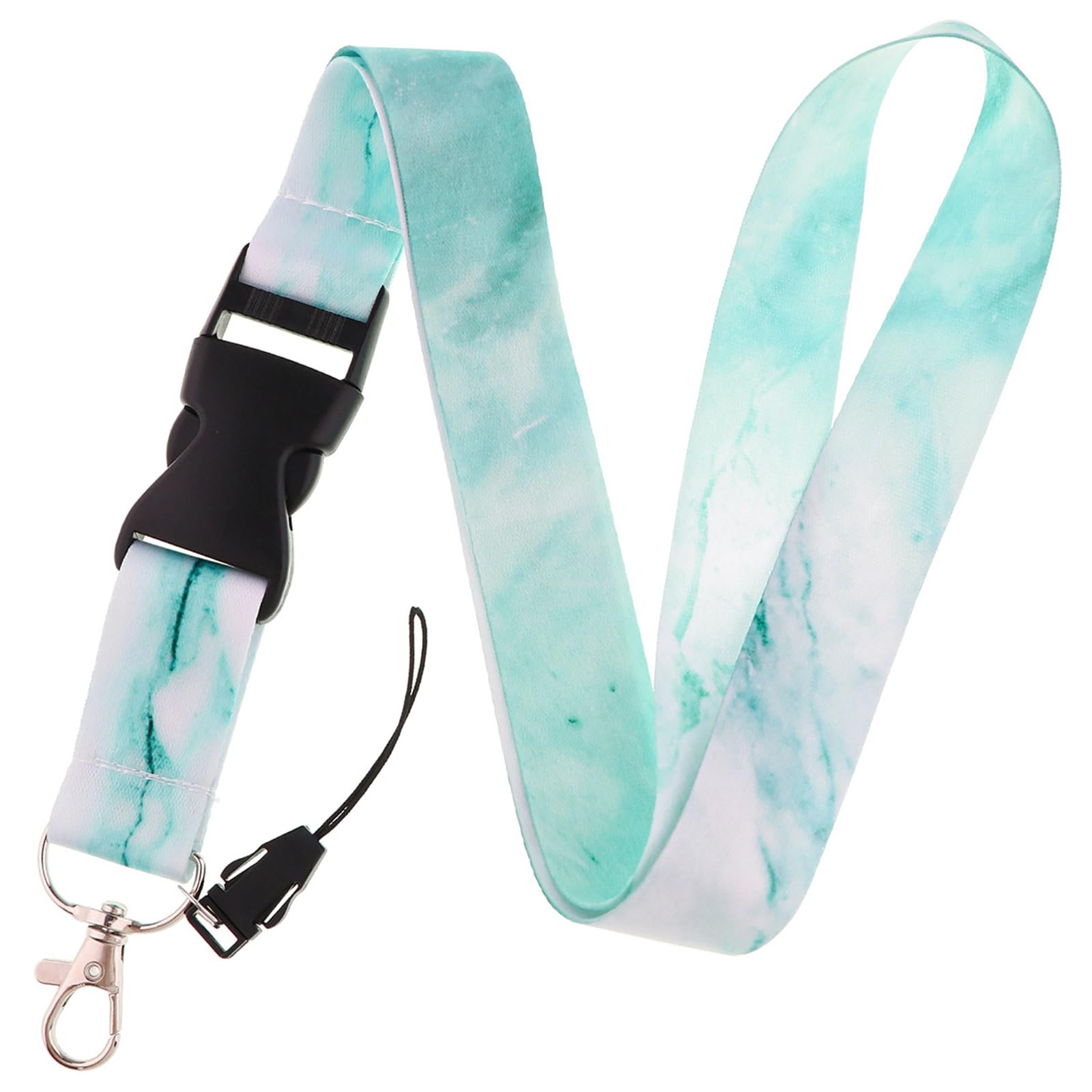 MOODKEY 1PC Wide Neck Lanyard Detachable Solid Color Lanyard Badge Neck Straps (marble green)