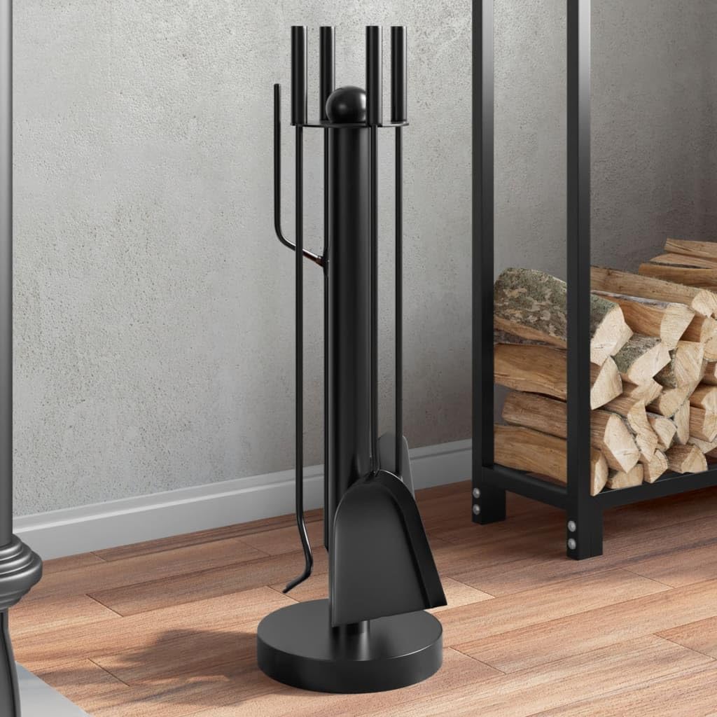 INLIFE Juego de herramientas para chimenea de 5 piezas, 18 x 56 cm, de acero, para casa y jardín, accesorios para chimeneas y estufas de leña (3,78 kg)