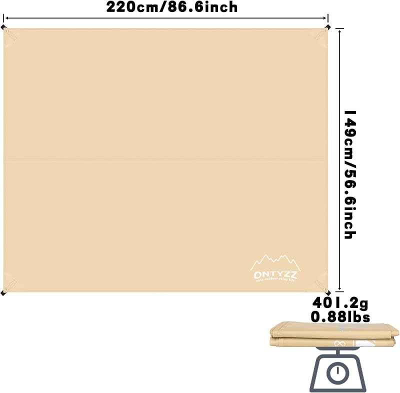 ONTYZZ vízálló sátortalp ultralight tarpaulin eyelets-sel kempinghez, 1.5x2.2m