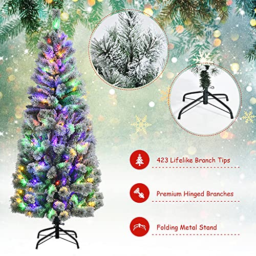 DORTALA-Pre-lit-Christmas-Tree-6FT-Snow-Flocked-Pine-Artificial-Xmas-Tree-with-Remote-Control-423-Branch-Tips-200-LED-Lights-9-Lighting-Modes-Foldable-Metal-Stand-White DORTALA Pre lit Christmas Tree 6FT Snow Flocked Pine Artificial Xmas Tree with Remote Control 423 Branch Tips 200 LED Lights 9 Lighting Modes Foldable Metal Stand White