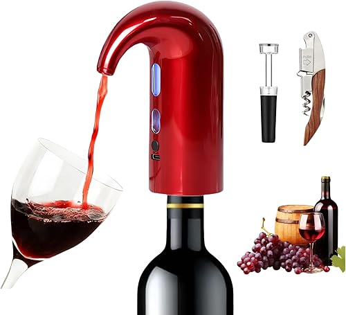 Miniatura 9 de Aireador de vino eléctrico, dispensador de bomba de decantador de vino, juego de regalos de dispensador de vino automático, boquilla vertedora